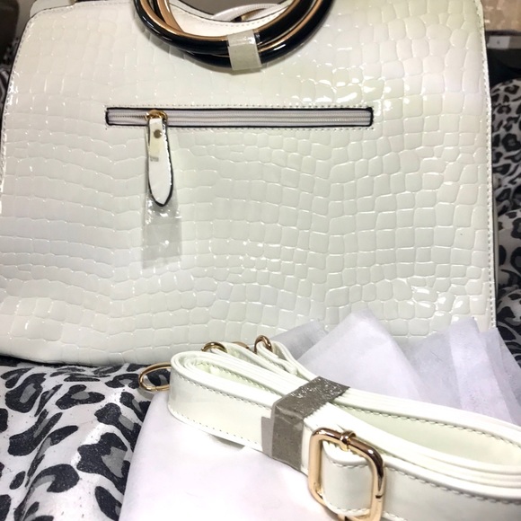 Patent Embossed Rhinestone Handbag - Picture 5 of 8